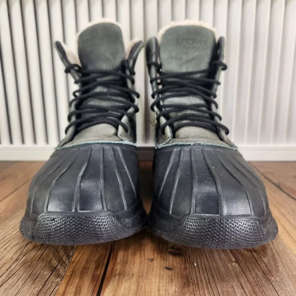 Sperry Duck Float Boots Men Sz 8M Green Leather Rubber Rain Lined Outdoors Ankle